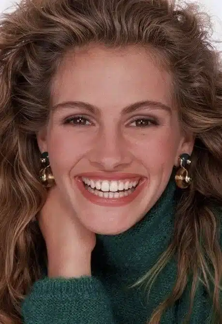 “Natural warm enamel visible in Julia Roberts’ expressive wide grin.”