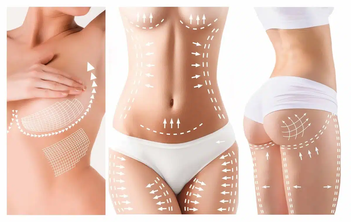 Post-weight-loss patient showing abdominal skin laxity