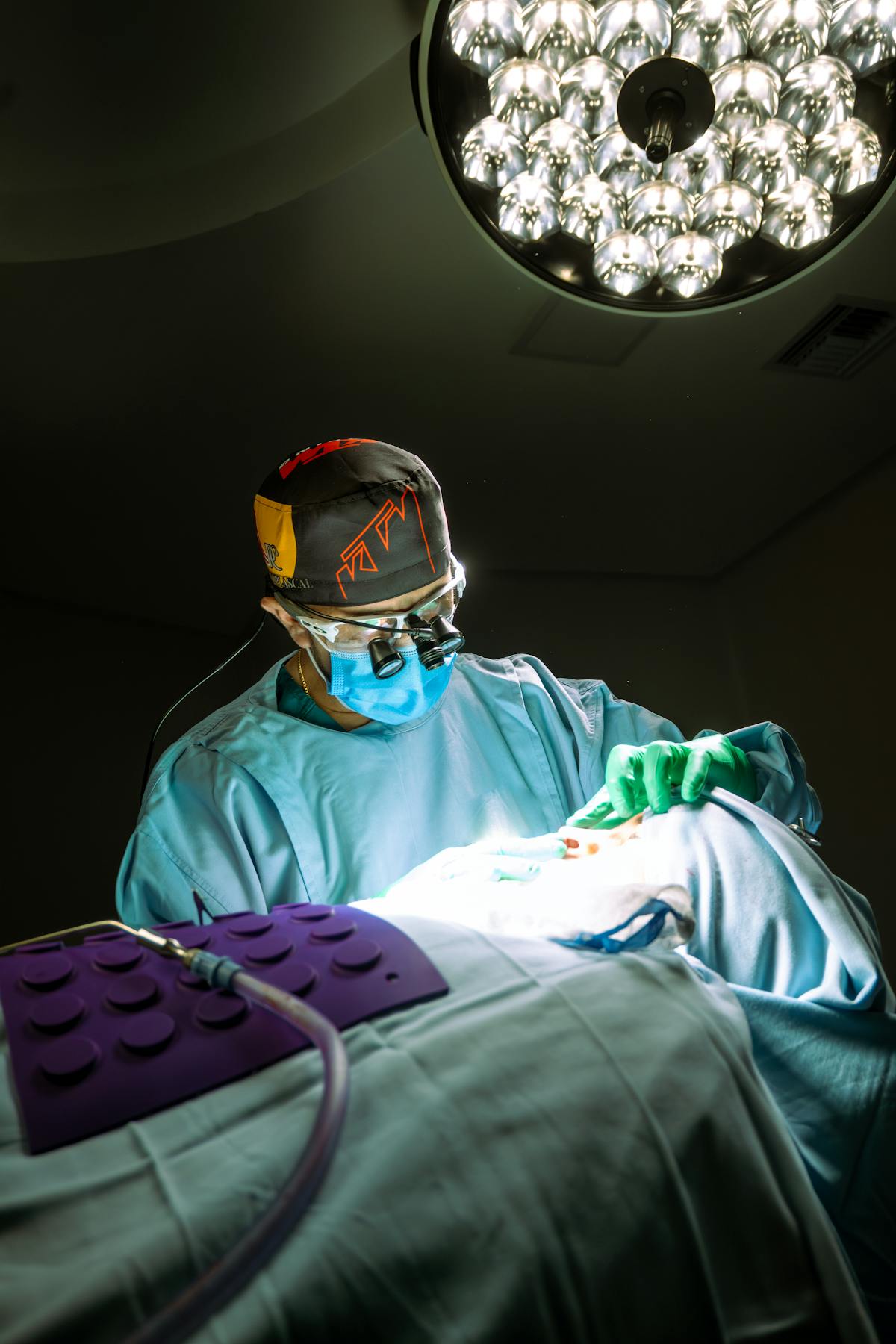 Surgeon performing rhinoplasty procedure in modern operating room in Turkey