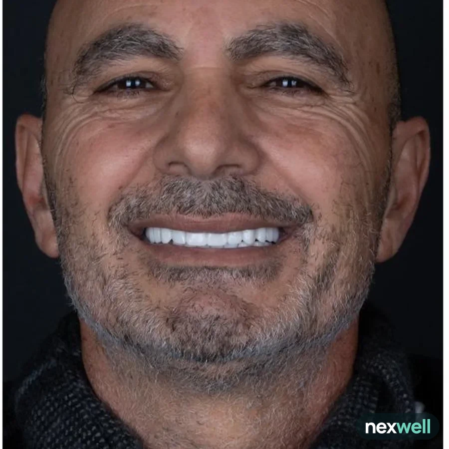 After: full mouth All-on-6 implant restoration, 2028