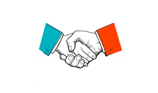 Business partnership handshake — NexWell corporate healthcare services
