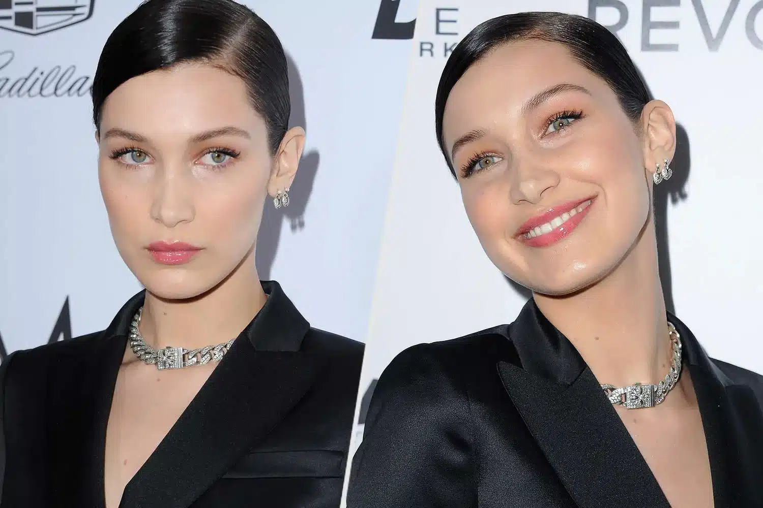 28. “Bella Hadid’s nose-to-lip proportion harmony in profile view.”
