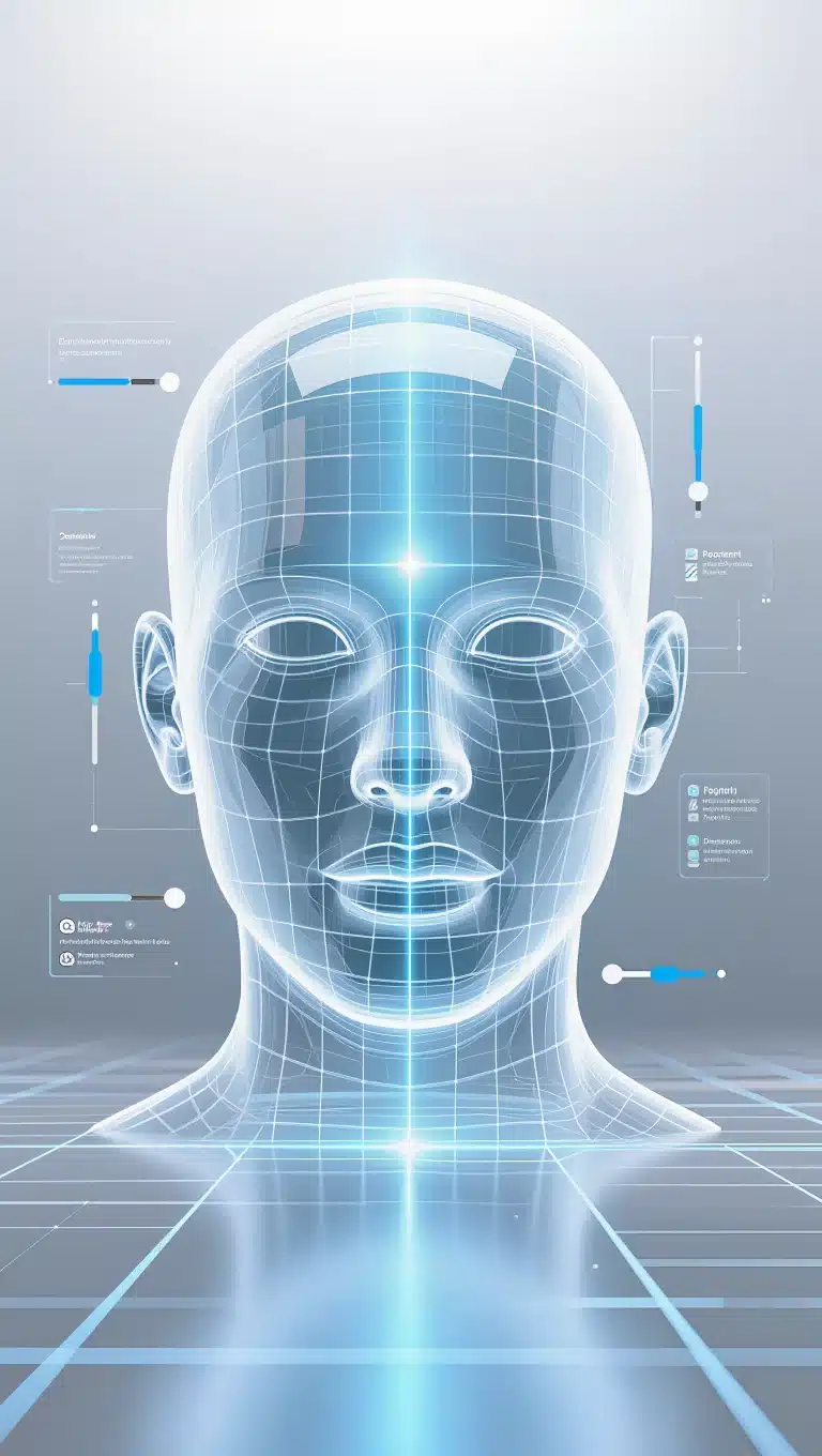 Clinician adjusting facial geometry model using predictive analysis tools